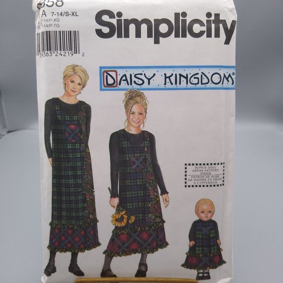 UNCUT Vintage Sewing PATTERN Simplicity 9358, Daisy Kingdom Matching 2000 Girls - Picture 1 of 2